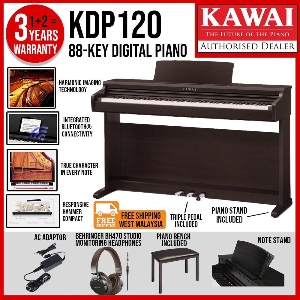(Brand New) Kawai KDP120 Best Beginner Digital Home Piano Satin