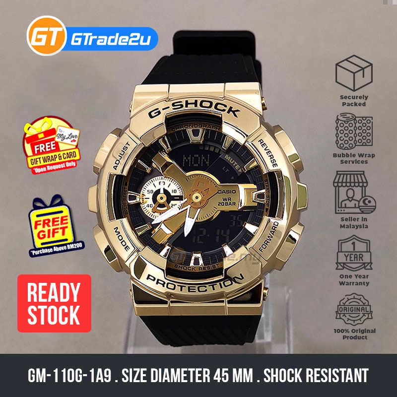 GM110G-1A9, Analog-Digital Black and Gold Men's Watch G-SHOCK