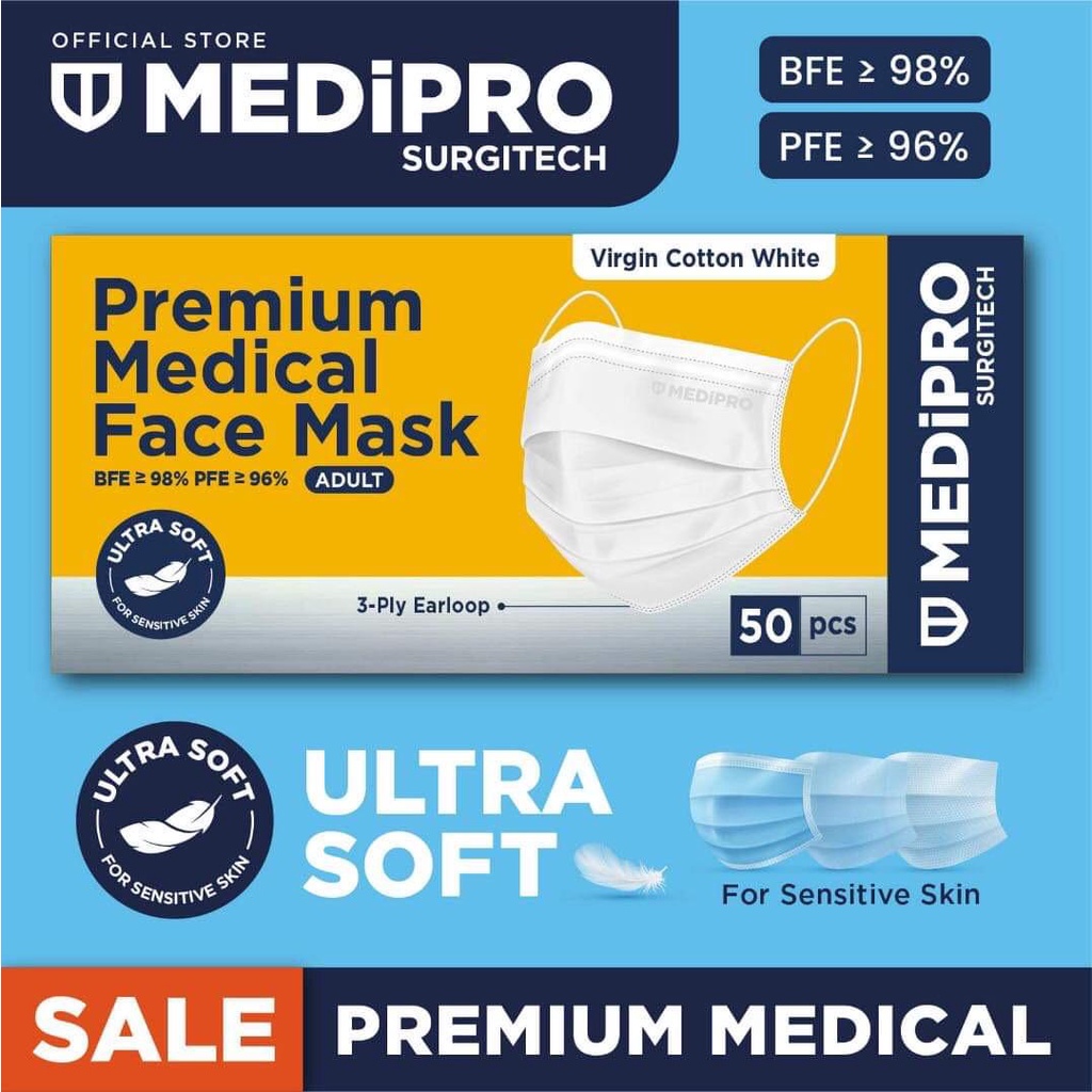 MediPro Premium Ultra Soft Medical Face Mask 1box(50 pcs) Shopee Malaysia
