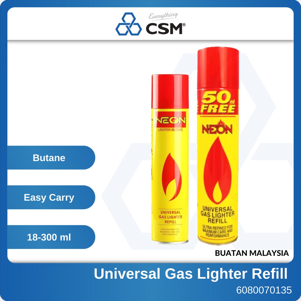 CSM Neon Universal Gas Lighter Refill 18ml 300ml Butane Shopee Malaysia