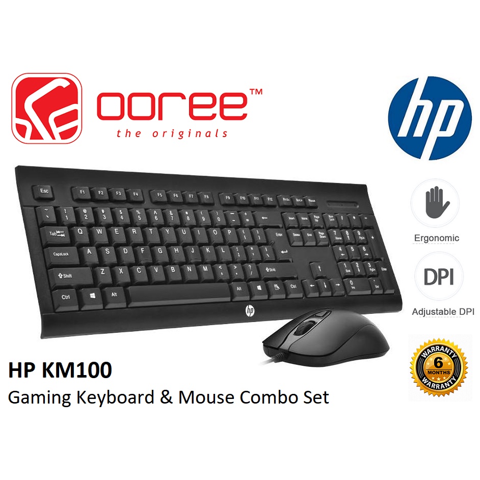 HP KM100 KEYBOARD AND MOUSE COMBO WIRED USB OFFICE DESKTOP PC KEYBOARD
