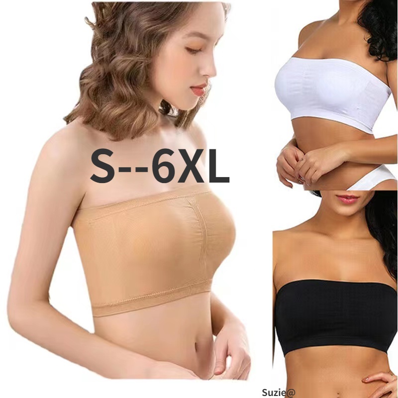 Double Layers Plus Size Strapless Bra, Bandeau Tube Removable Padded,  Stretchy
