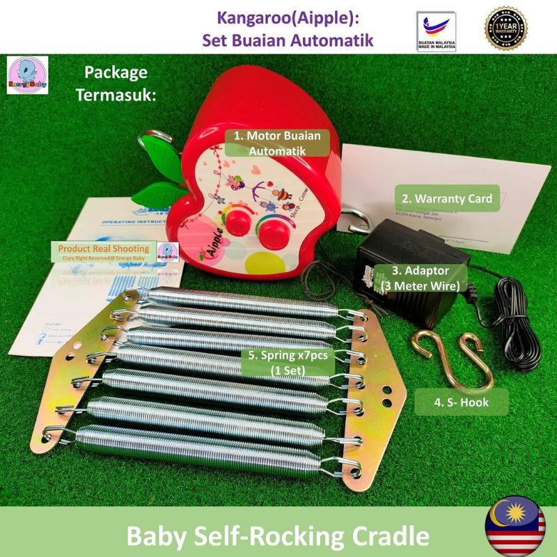KANGAROO BABY SELFROCKING CRADLE (BUAIAN BABY ELEKTRIK) AP 66 (GREEN