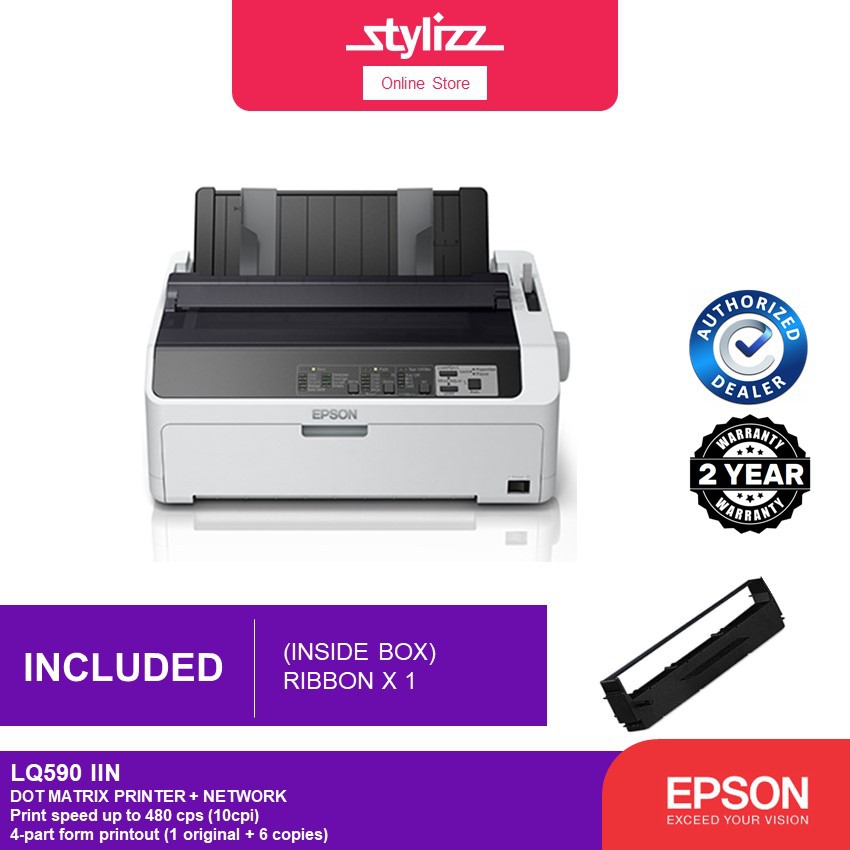 Epson LQ590IIN Dot Matrix Printer (24pin, up to 487cps, 1+6 copies
