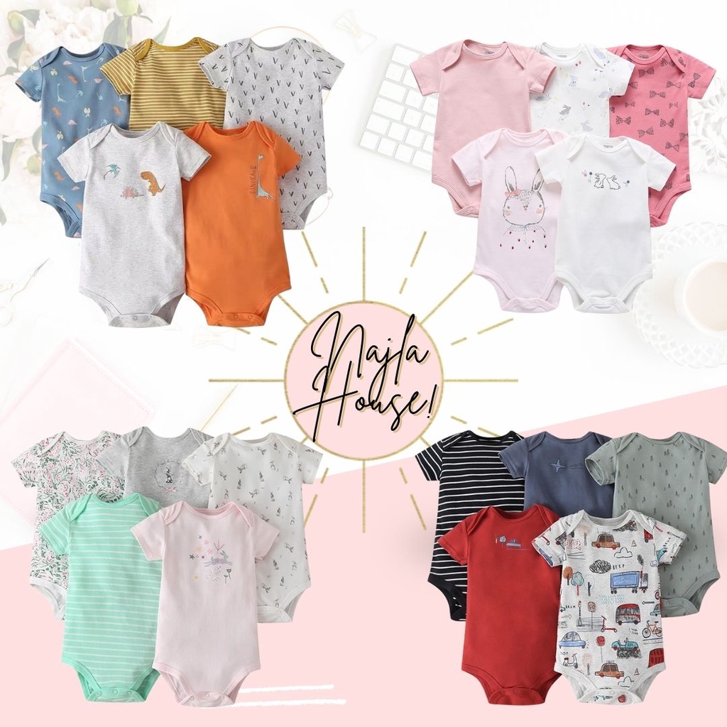Mamas Papas Romper Newborn Infant Baby Clothes Cotton Baju Bayi (5 IN 1) Shopee Malaysia