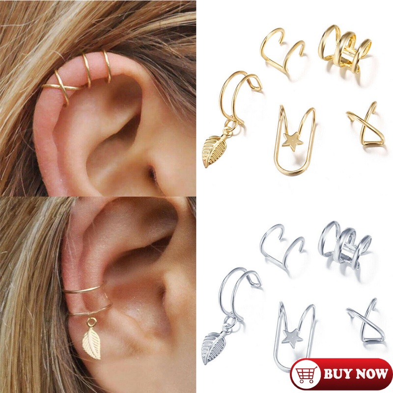 DC 5 Pcs Set Fashion Ear Cuffs / Gold Leaves Ear Cuff Clip / Women No ...