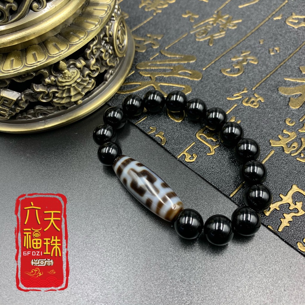 六福天珠6F Dzi 】十字佛新天珠（单颗新天珠/黑玛瑙手串） | Shopee