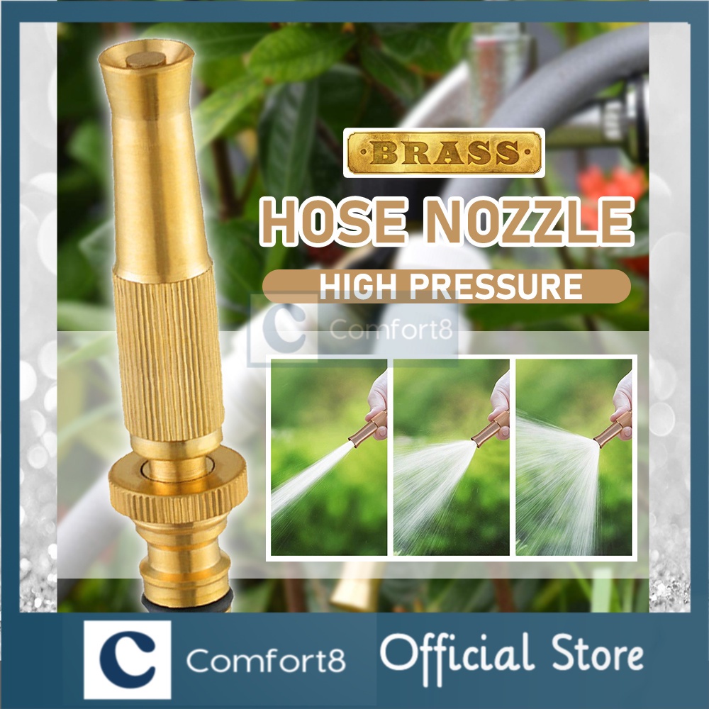 BRASS HOSE NOZZLE 2 HIGH PRESSURE ADJUSTABLE TWIST HOSE NOZZLE JET