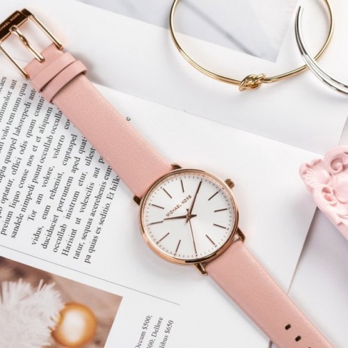 100 Original MICHAEL KORS Ladies MK2741 Pyper White Dial Pink Leather Watch Shopee Malaysia