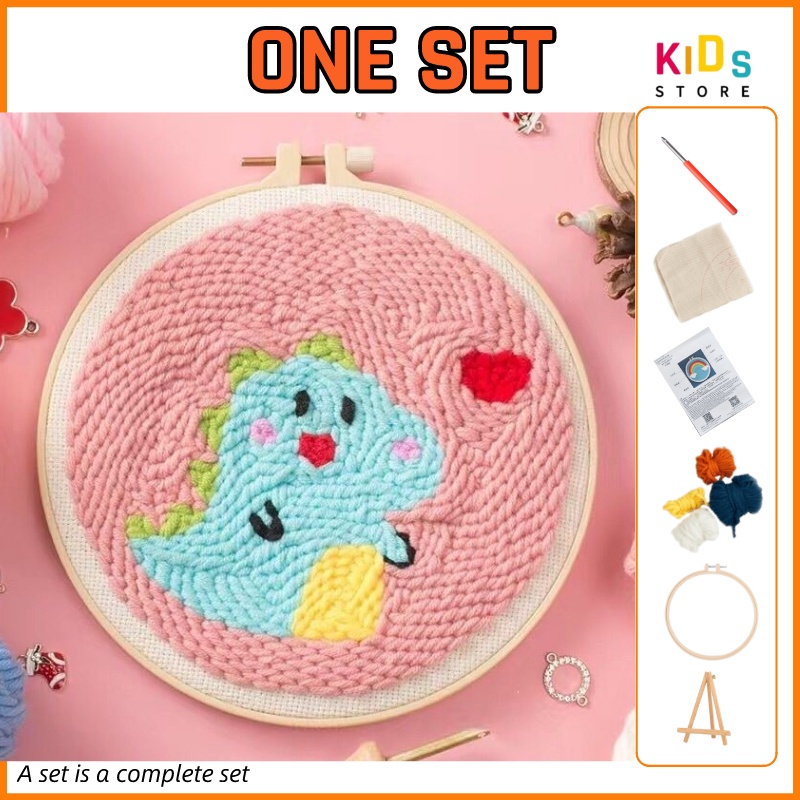 Embroidery Kit Needlework for Beginner Punch Needle Cross Stitch Set ...