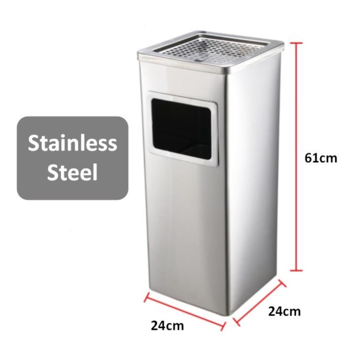 Hotel Stainless Steel Square Dustbin/ Commercial Shop Corridor Ashtray
