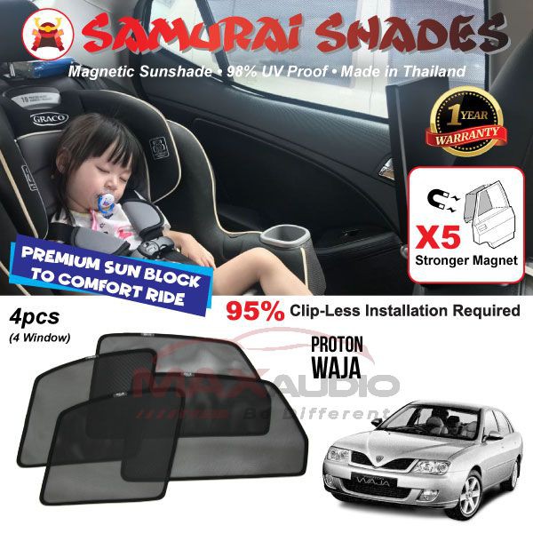 Car Sunshade PROTON WAJA X5 STRONG MAGNET SAMURAI SHADES Clip-Less