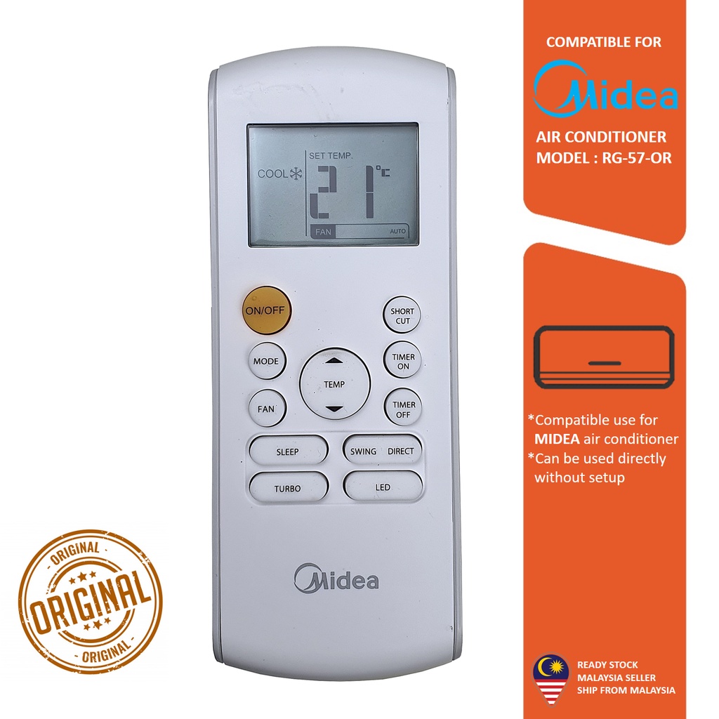 Midea **Original** Midea Air Cond Aircond Air Conditioner Remote ...