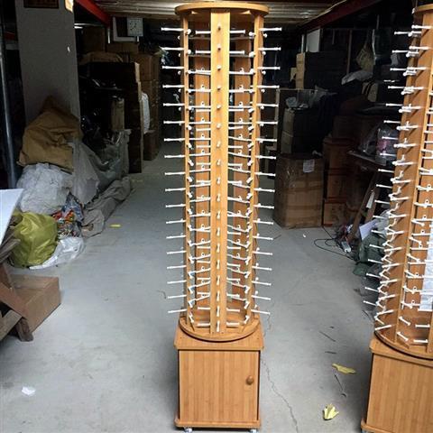 Glasses Display Stand Floor-To-Ceiling Rotary Push-Pull Wooden Paint ...