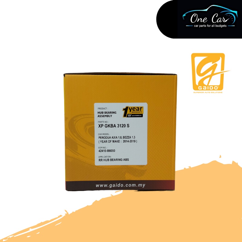 GAIDO Rear Wheel Bearing Perodua Axia ,Bezza 1.0/1.3 (GKBA-3120S ...