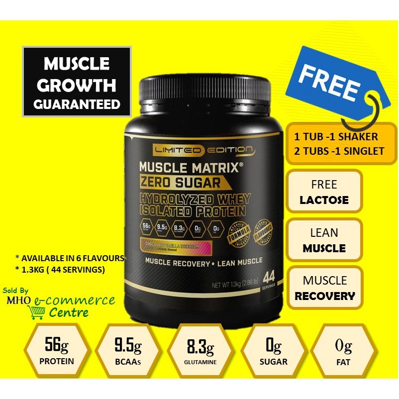MUSCLE MATRIX Whey Protein Zero Sugar Hydrolyzed 1.3kg 44 Servings