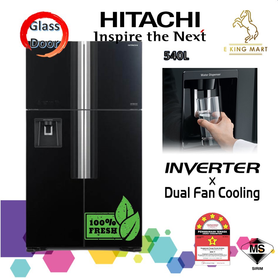 HITACHI Dual Fan Inverter 4 GLASS DOOR French Door FRIDGE Refrigerator