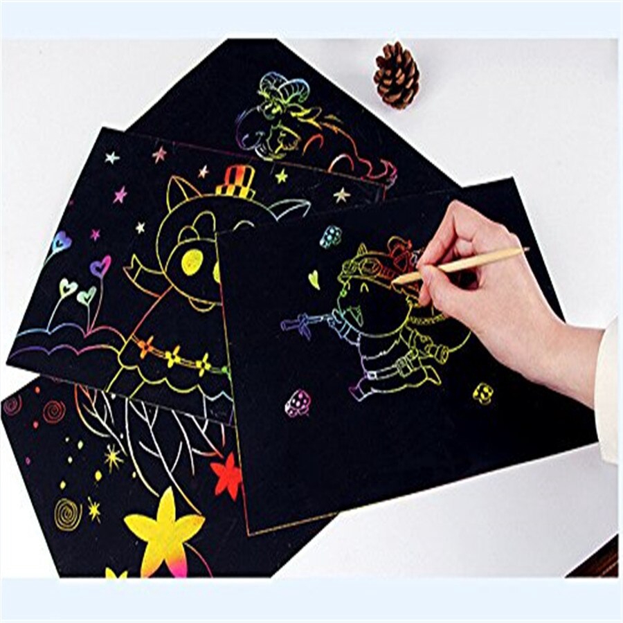 Large Magic Color Rainbow Scratch Paper Notebook DIY Drawing Toys ...