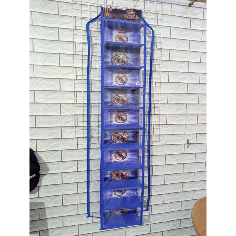 Thick Zippered Hanging Shoe Rack Rak Kasut with Cartoon FOOTBALL Club ...