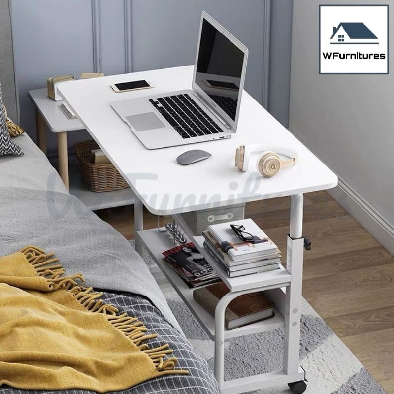 L60/80cm Adjustable Bedside Laptop Table Sofa Side Table With Wheels
