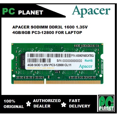 Apacer 8gb Ddr3 1600 Apacer Ram Ddr3 4gb APACER SODIMM DDR3L 1600