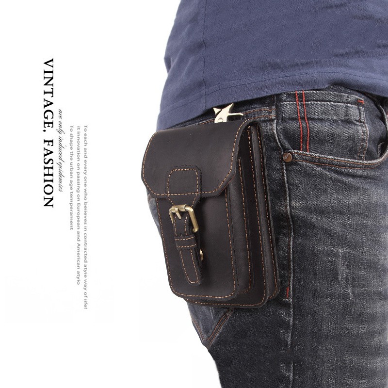 Hip Bags Man Bag - 29.7-01 ~ Leather Waist Bag Attaches to Belt Loops