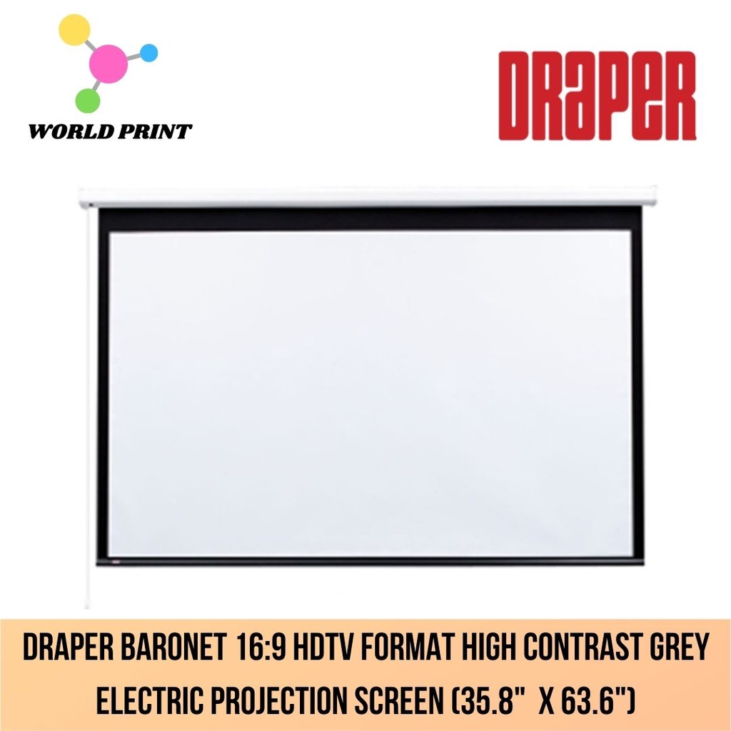 Draper Baronet 16:9 HDTV Format High Contrast Grey Electric Projection ...