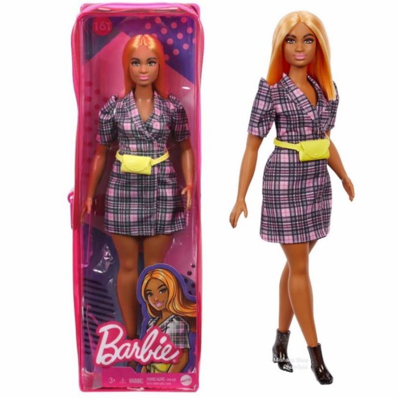 Barbie Fashionista doll with grey mouse print dress and ruffled sleeves and  pink booties and sun glasses lavender hair | Shopee Malaysia