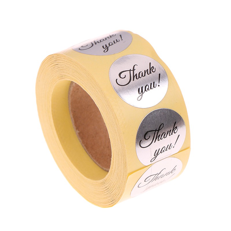 M2Y 500 thank you stickers mini diy craft 1 silver round lables wedding