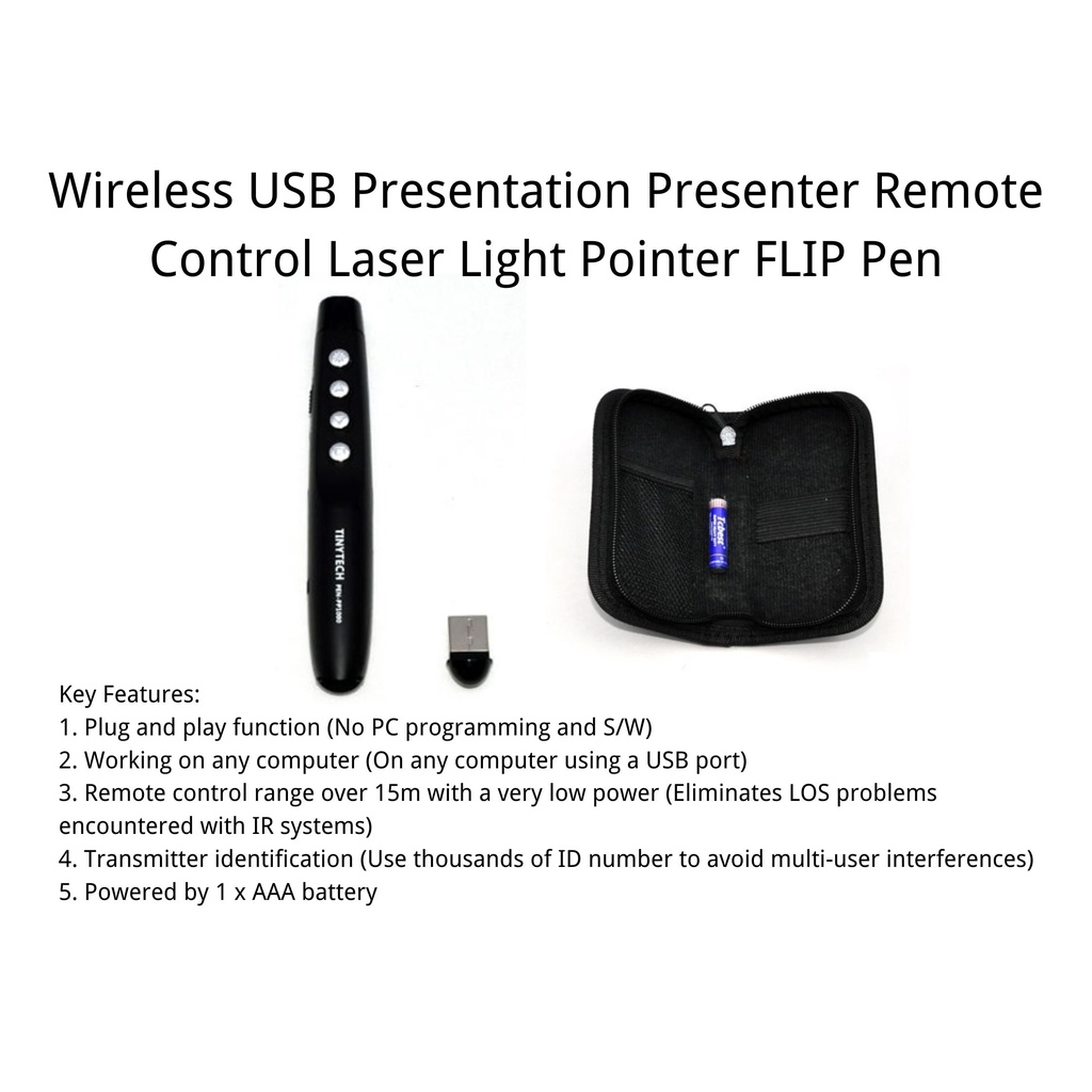 Wireless USB Presentation Presenter Remote Control Laser Light Pointer ...