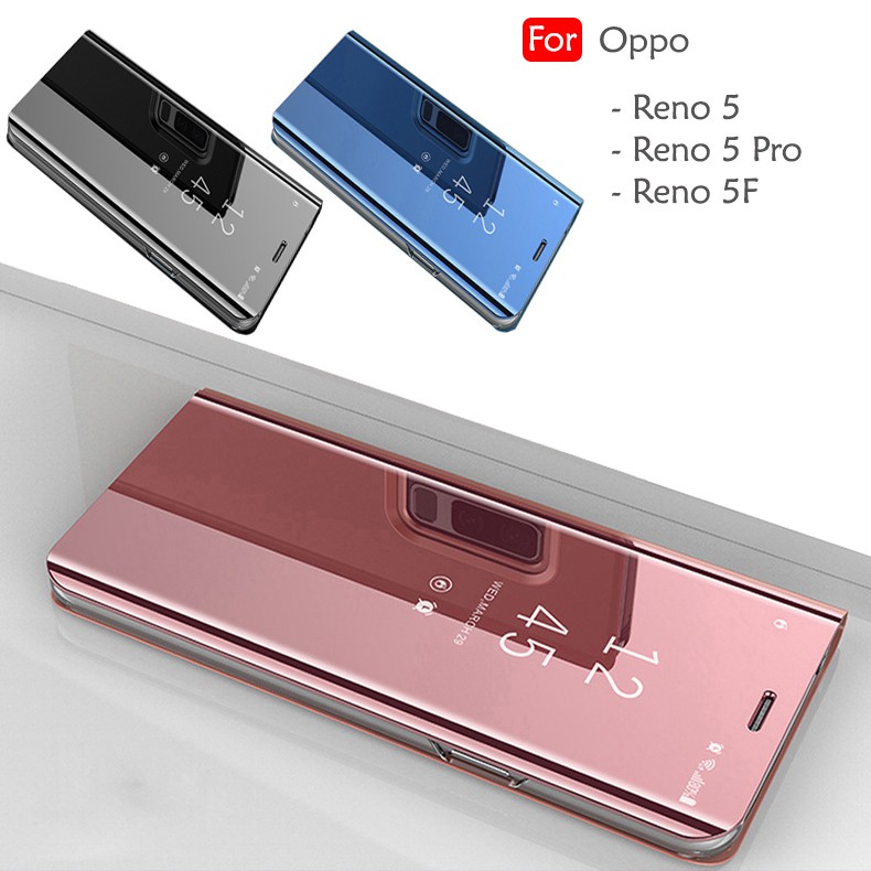 Oppo Reno 5 Reno5 Delight Mirror Flip Case Cover Stand Pouch Leather ...