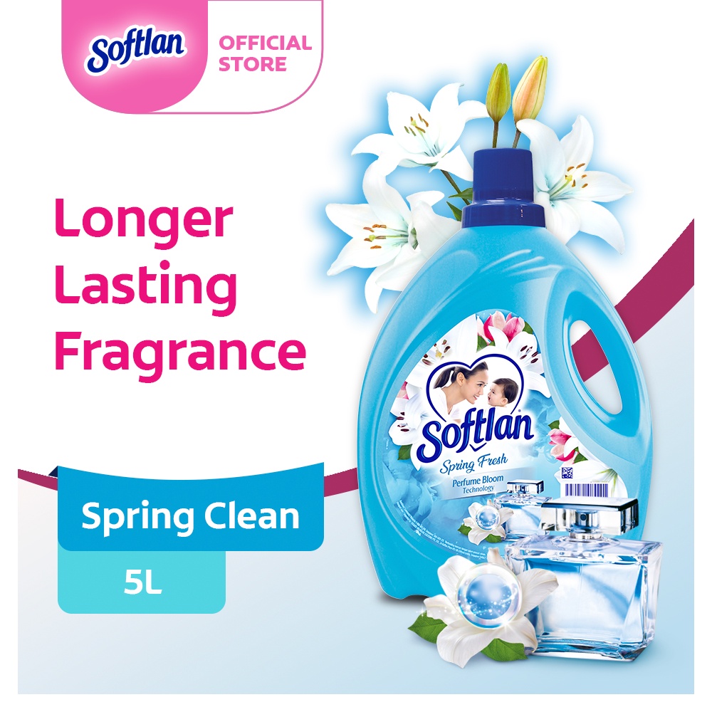 Softlan Anti Wrinkles Spring Fresh Fabric Softener Blue (5L) Shopee