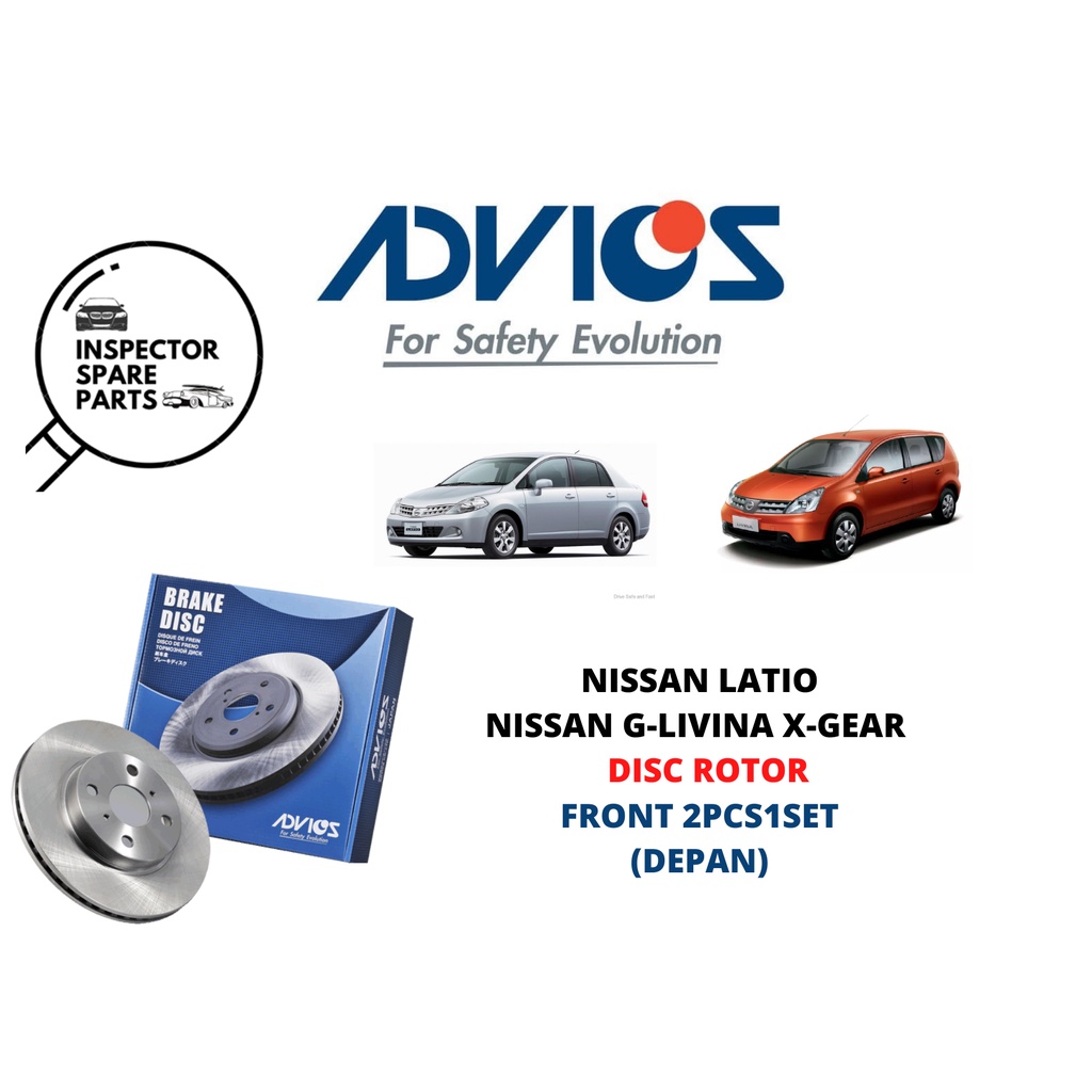 (2PCS1SET) 100 ADVICS AISIN NISSAN LATIO GRAND LIVINA XGEAR FRONT