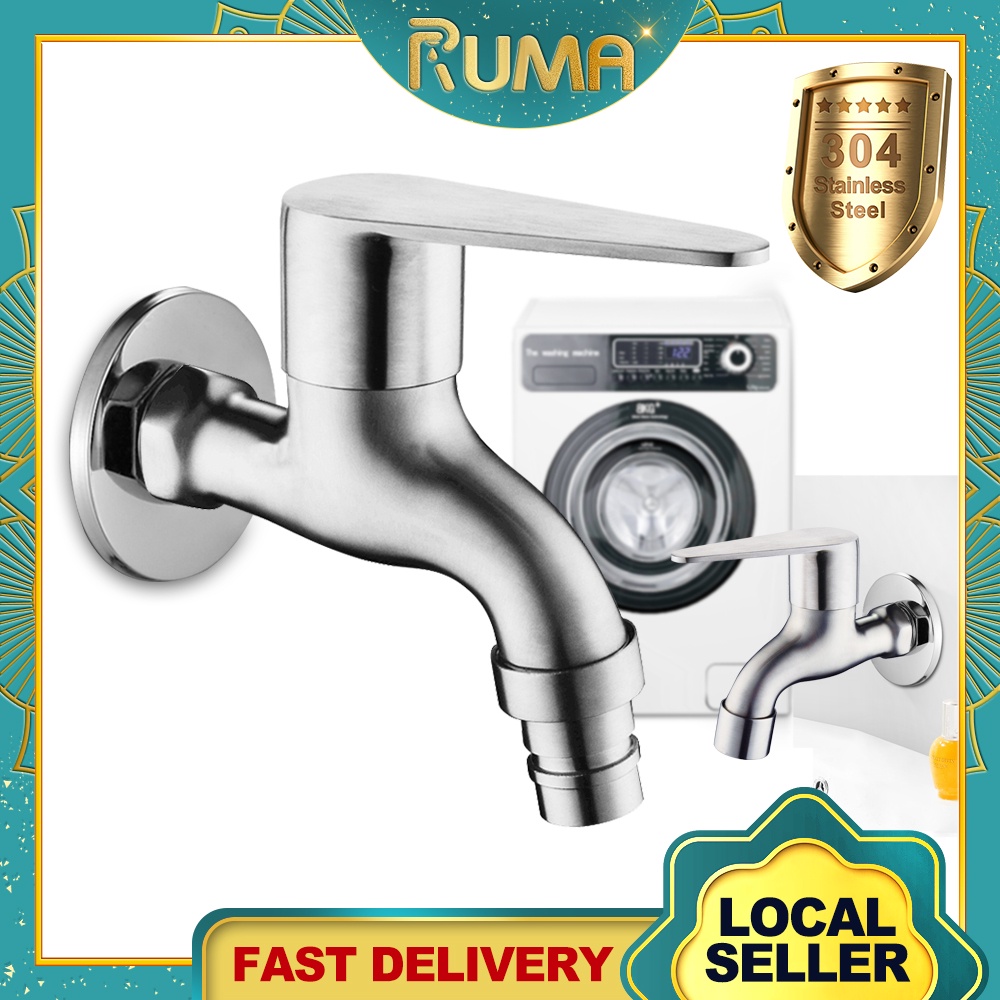 Ruma Wall Bib Tap Bathroom Faucet Stainless Steel Sus Kitchen Wall Garden Washing Machine