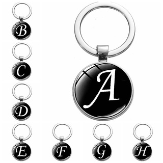 Black Resin Letter A-Z Keychain Alphabet Charm Key Ring with