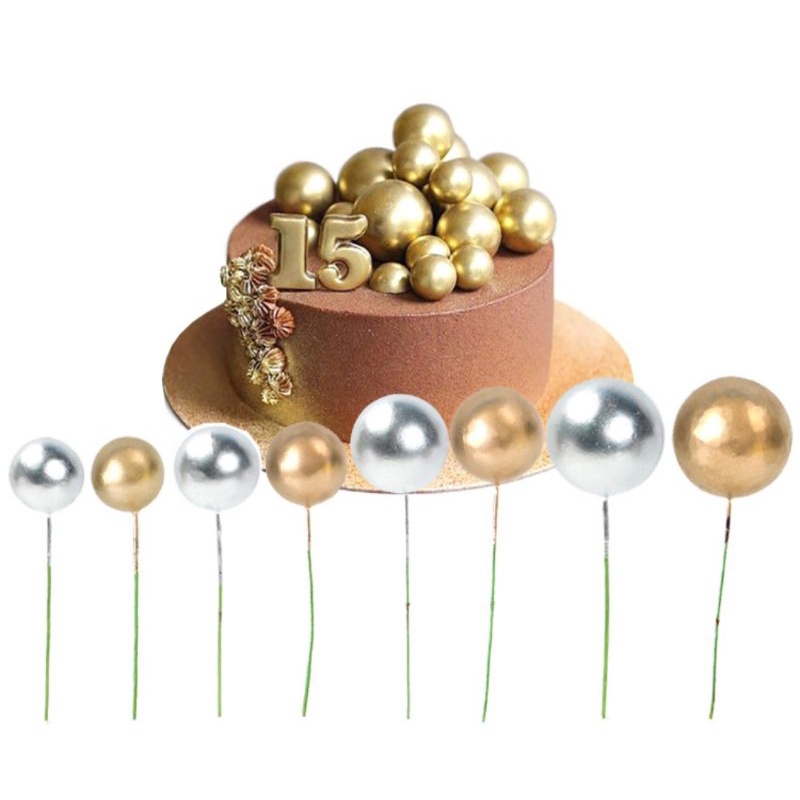 Golden and Silver Balls Cake Decoration Shopee Malaysia