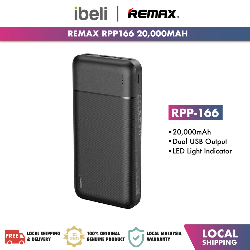 Remax RPP-166 Lango Series 20000mAh Power Bank 2.1A Dual USB Outputs ...