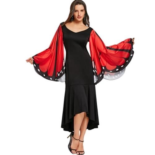 2883 Red Bell Sleeve Mermaid Dress main image 1