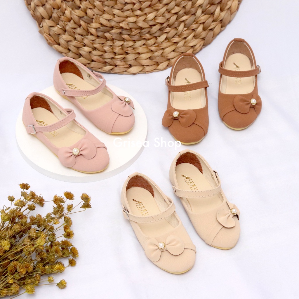 Grisea Girls' Shoes Papyrut Pearl Leaf Petals/Children's Flat Shoes