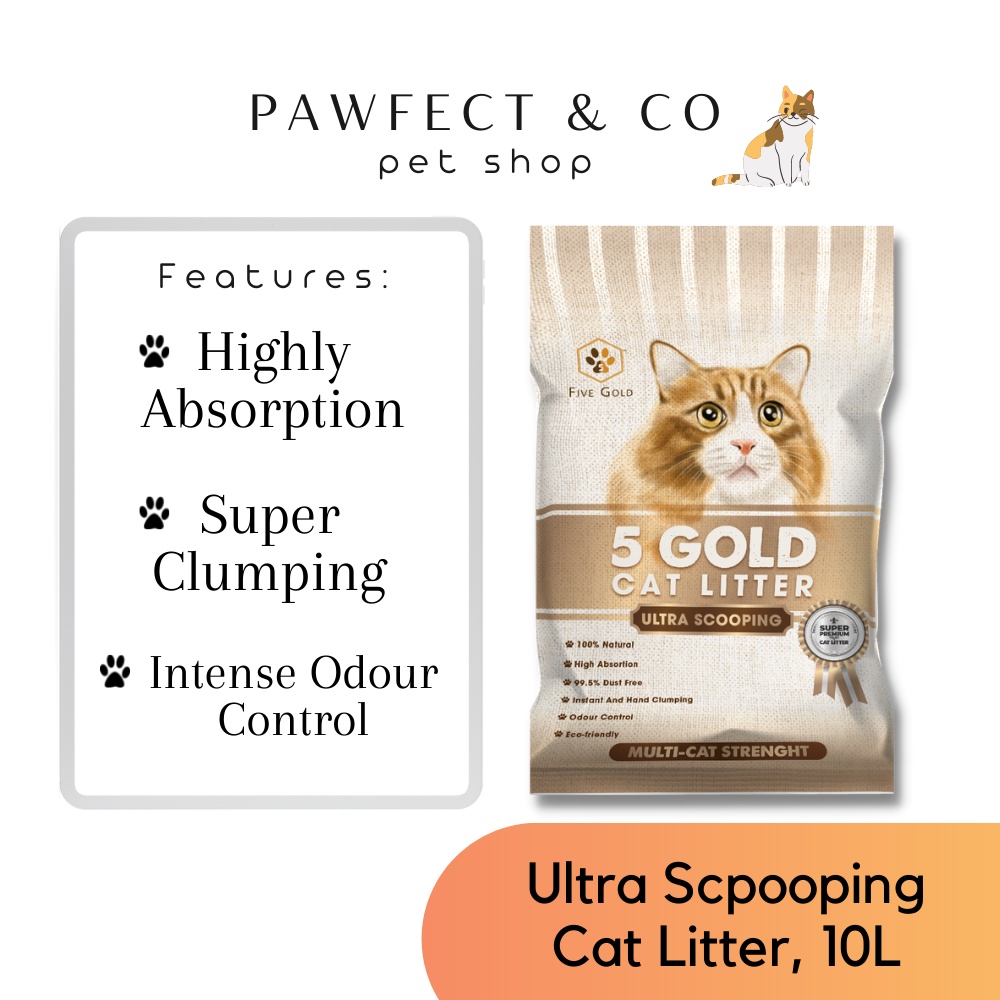 [ 5Gold ] Pasir Kucing Ultra Scooping Cat Litter (10 Litre) with