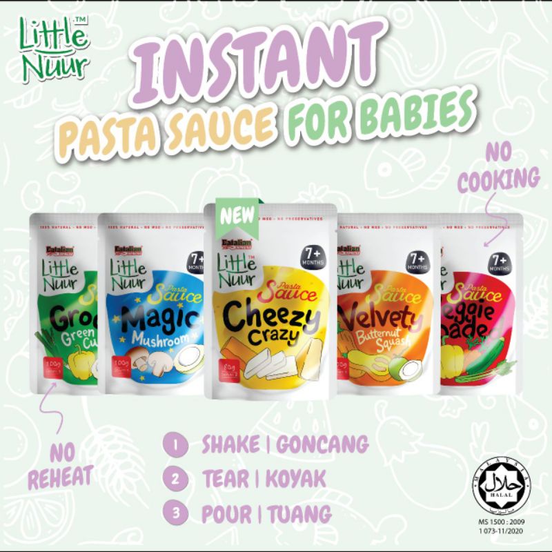 LITTLE NUUR Pasta Sauce/ Sos Pasta for Babies/ Baby Food 7 bulan ke
