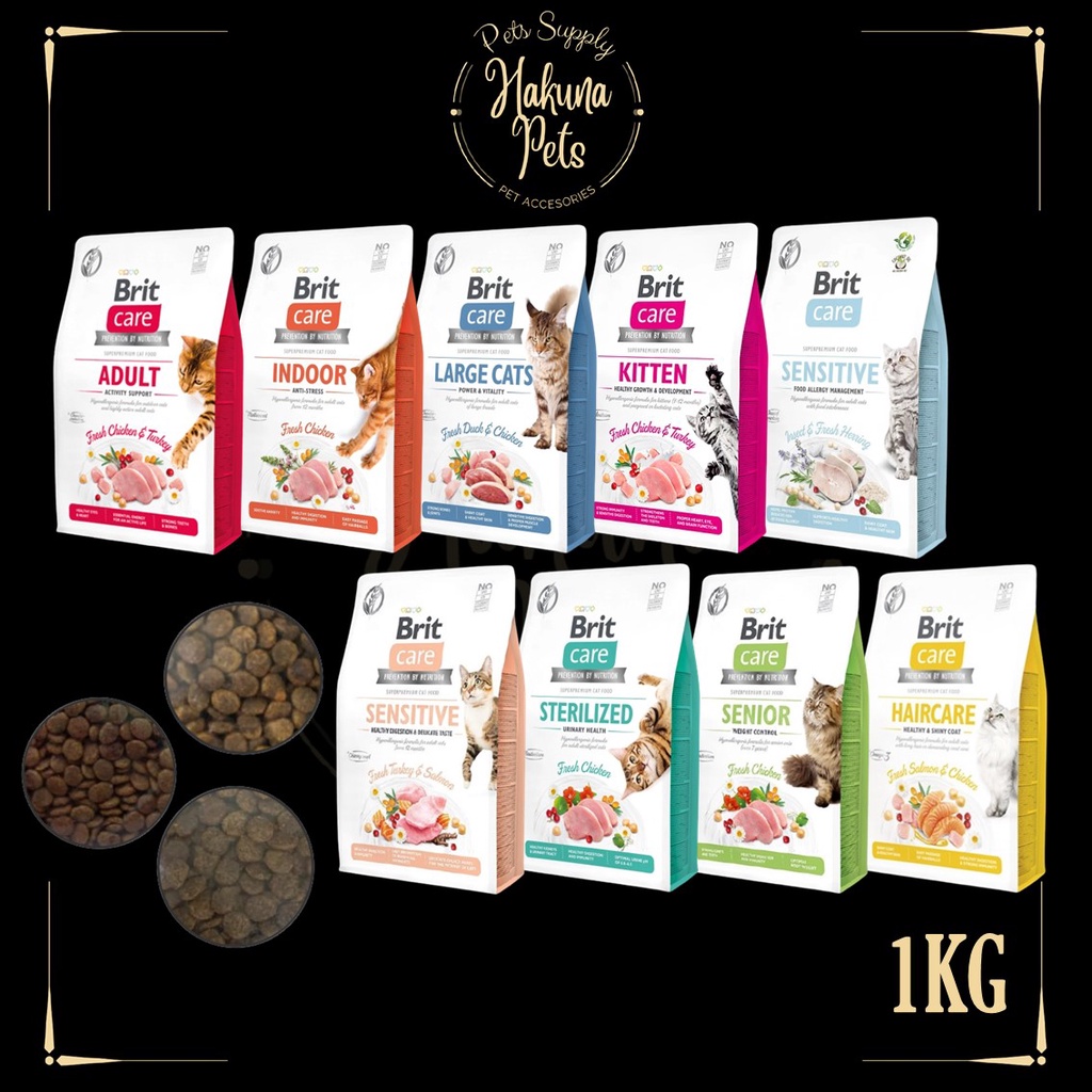 Repack Brit Care Grain Free Cat Food 1KG (Kitten, Indoor, Large Cats ...