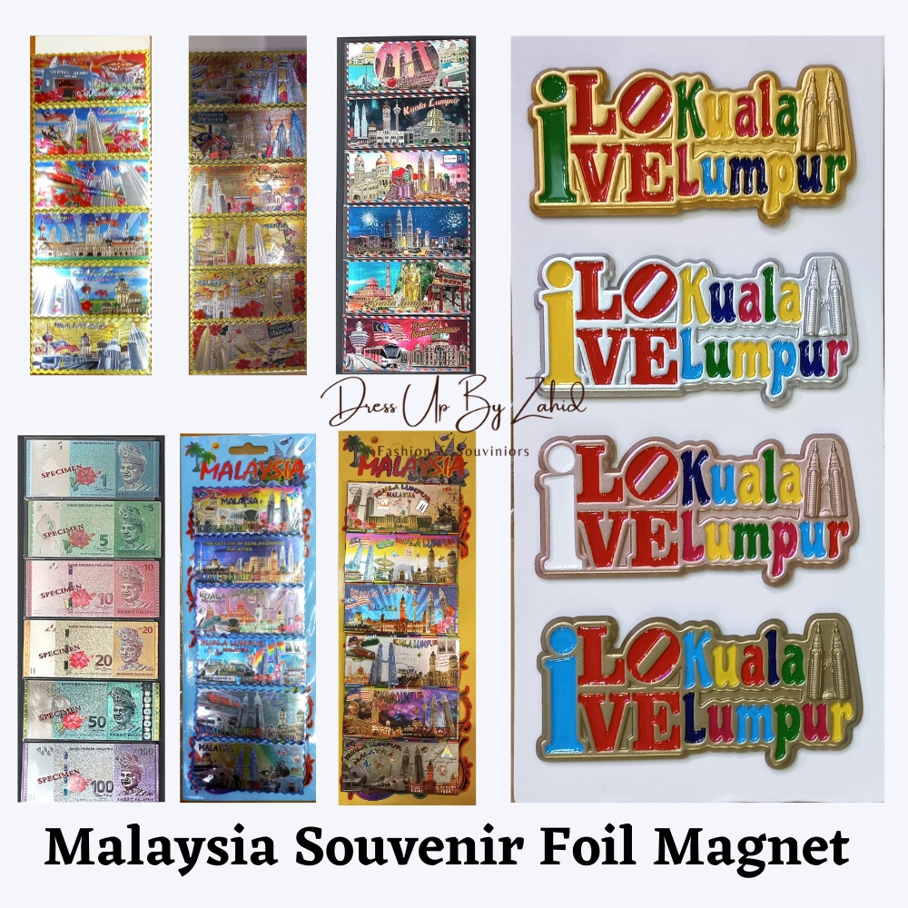 Malaysia Souvenir Foil Magnet Fridge Magnet 6 in 1 /Malaysia Twin Tower ...