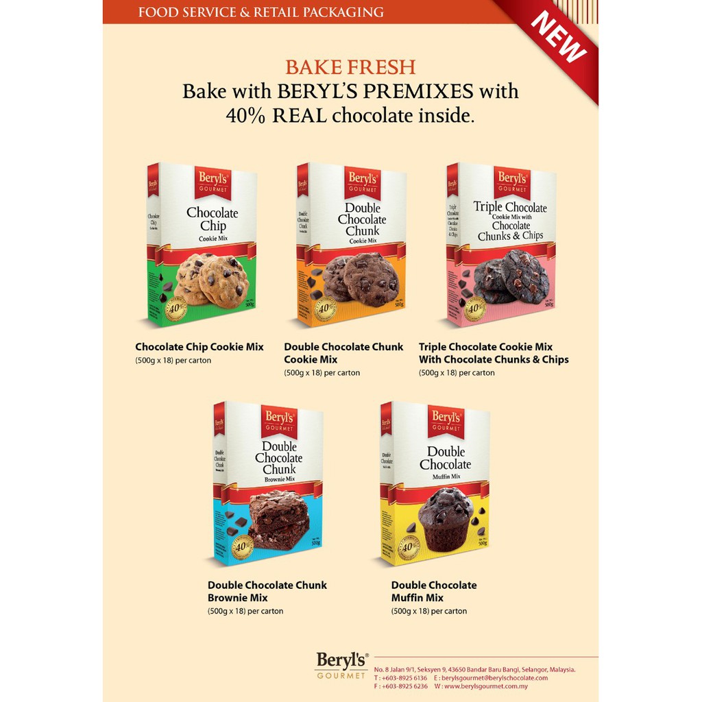 (NEW) Beryl's Chocolate Chip Cookie Mix 500g | Shopee Malaysia