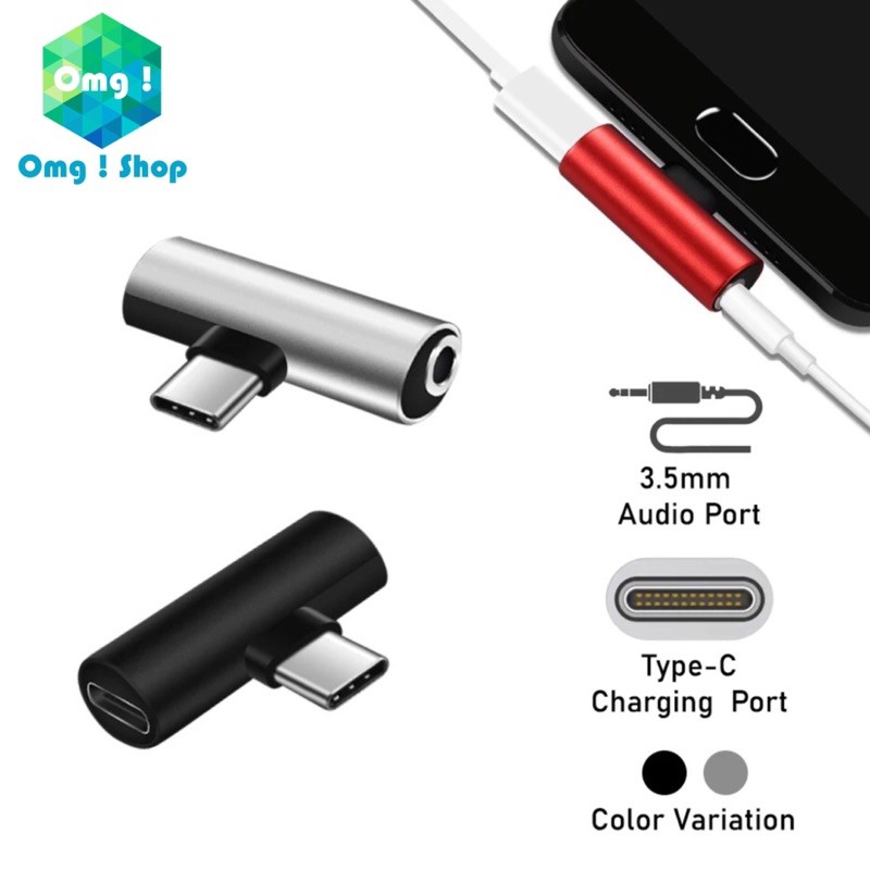 2 in 1 USB Type C Splitter Adapter Type C Phone Charger & 3.5mm Audio ...