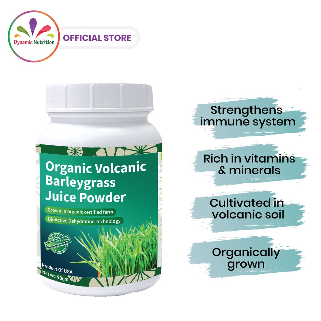 Dynamic Nutrition Organic Volcanic Barley Grass Juice Powder (90g)- For ...