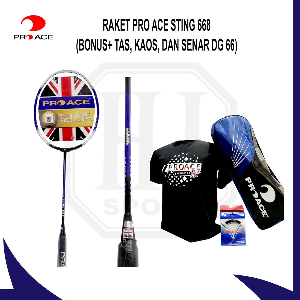 Original Pro Ace Sting 668 Badminton Racket with Complete Bonus ...