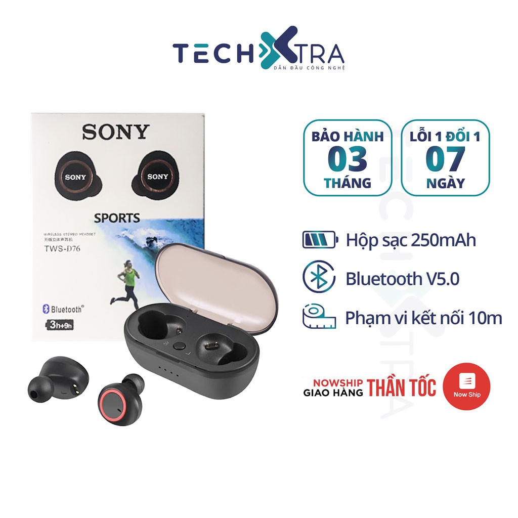 Sony Sports TWS D76 bluetooth headset with CV6 TechXTRA standard