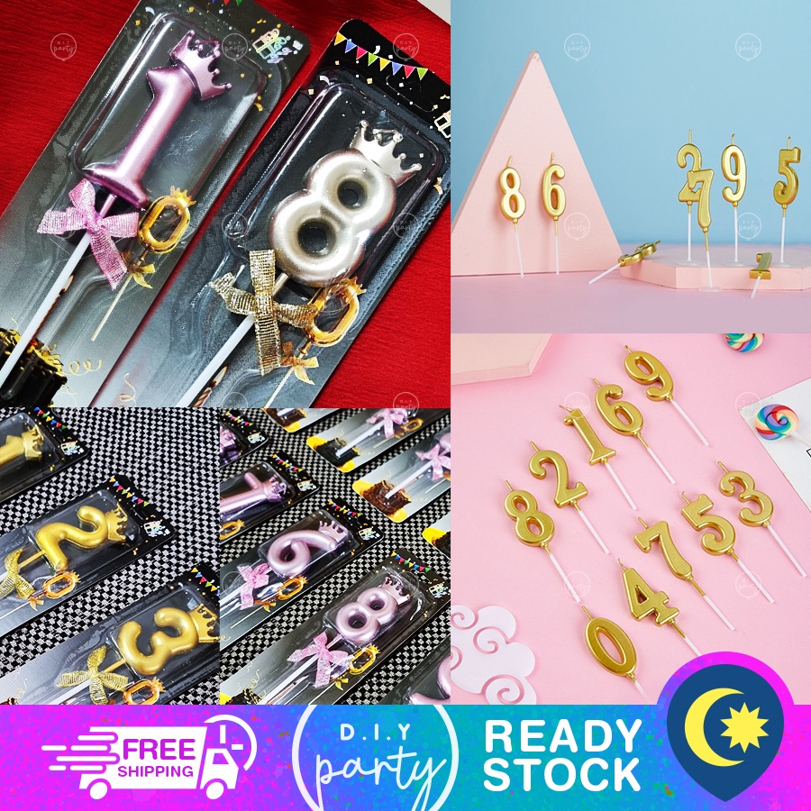 Crown Ribbon Number Candle Lilin Wedding Baby Birthday Cake Kek Cup ...