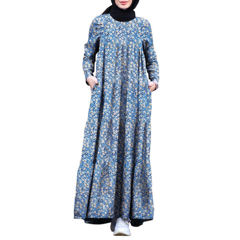 chinese dress ladies Velora Elegant Ruched Maxi Dress Abaya 1077 – White, L main image 1